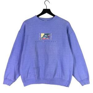 Vintage Duck Village‎ Embroidered Blue Crewneck Sweatshirt Unisex Large USA Made